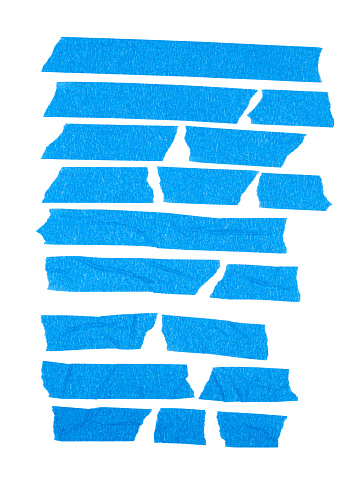 Blue paper tape material on white background