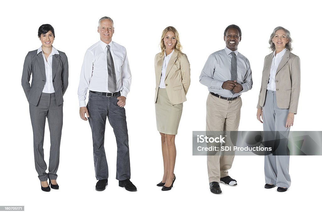 Gruppo eterogeneo di persone di affari professionali in linea; Fotografia da studio - Foto stock royalty-free di Sfondo bianco