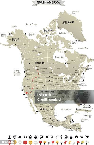 北米 - 北アメリカのベクターアート素材や画像を多数ご用意 - 北アメリカ, 地図, アイコン