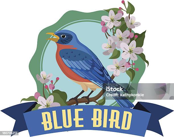 Bluebird Stock Vektor Art und mehr Bilder von Hüttensänger - Vogel - Hüttensänger - Vogel, Apfel, Apfelbaum-Blüte