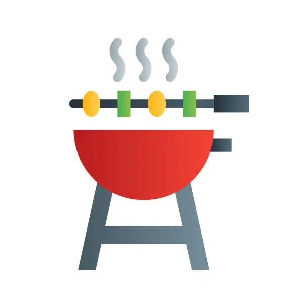 Vector illustration of Barbeque grill icon in gradient fill style illustration vector design
