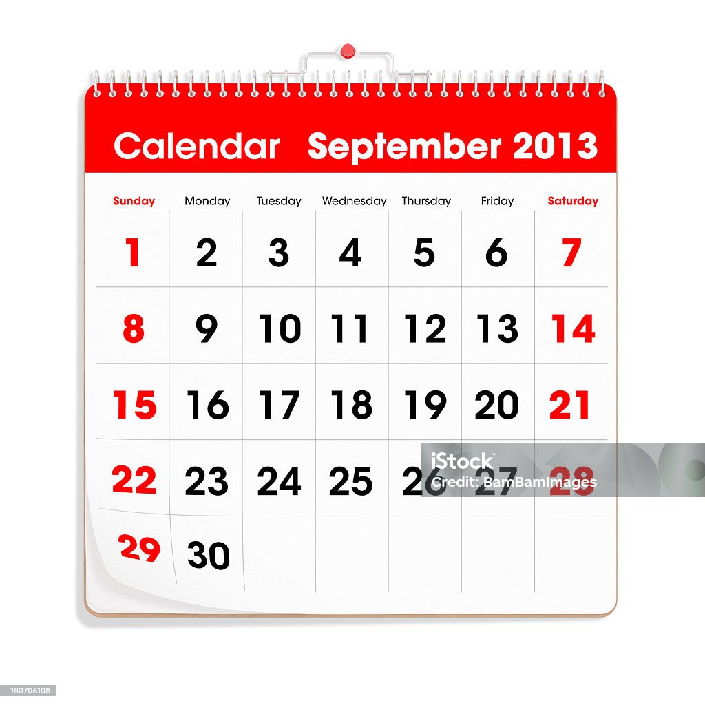 Rosso Wal calendario-settembre 2013 - Foto stock royalty-free di 2013