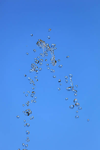 istock water fountain droplets against clear blue sky 180706562