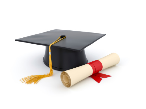 close up  of Graduation cap and diploma