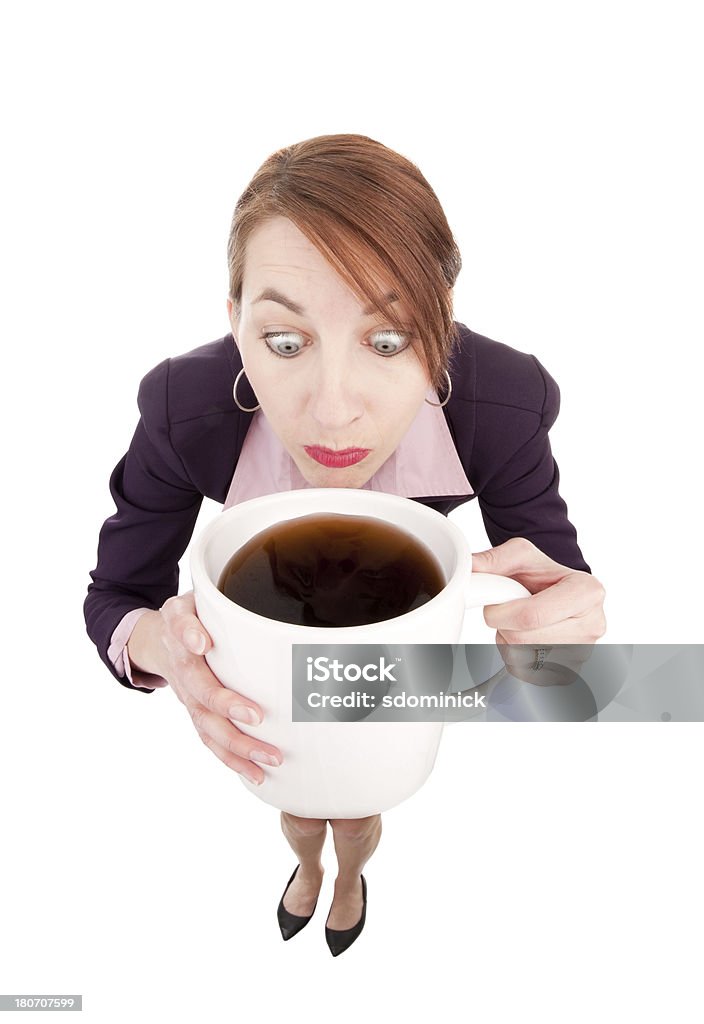 Olho de Mulher de negócios sobre a beber café Extra grande - Foto de stock de 35-39 Anos royalty-free