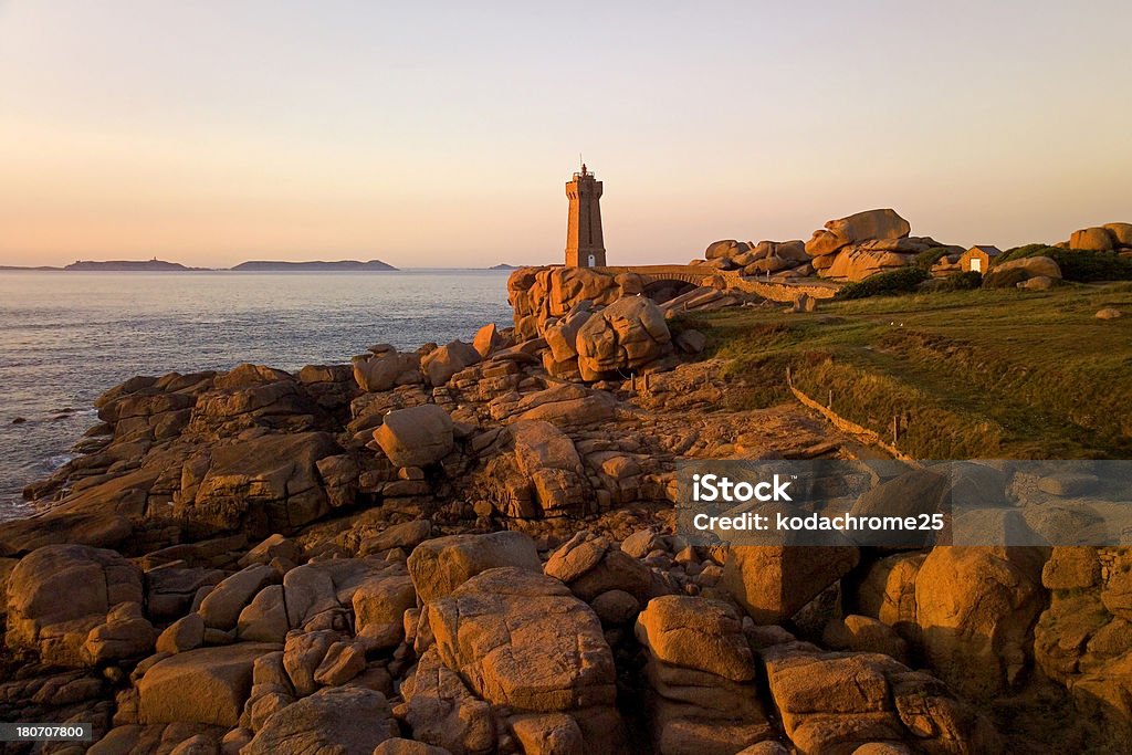 rocky coast "The rocky coast of the cote de granit rose, cotes d'armour, brittany." Brittany - France Stock Photo