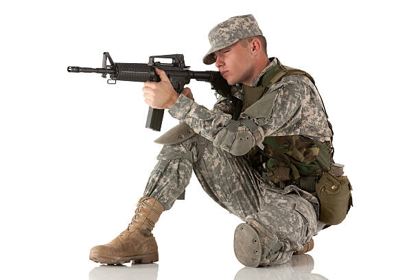 istock Army soldier aiming with a rifle 180708158