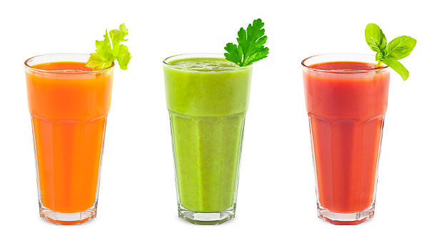 smoothies vegetais - dieting juice carrot tomato - fotografias e filmes do acervo