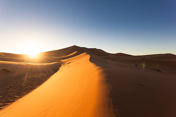 떠오르는 있는 사하라 사막 카사블랑카발 - landscape desert wave pattern erg chebbi dunes 뉴스 사진 이미지