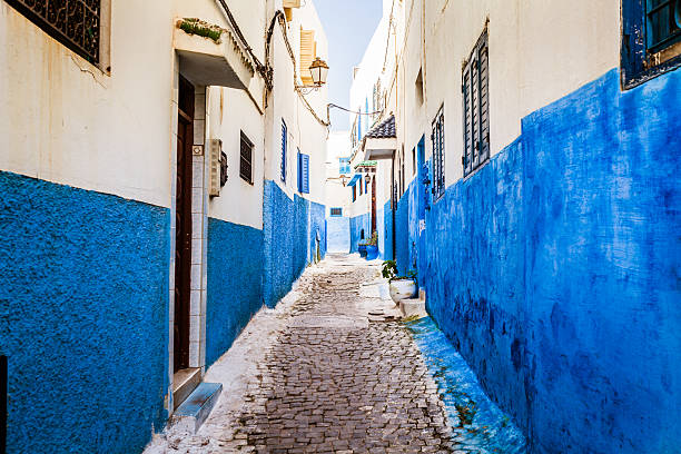 alley in rabat old medina, morocco - rabat marocko bildbanksfoton och bilder
