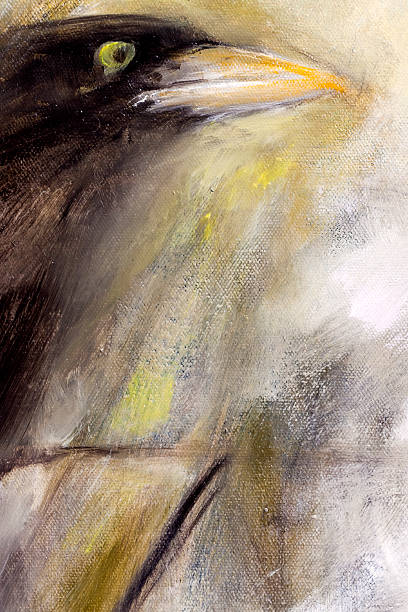 istock Detail abstract oil painting with black crow, copy space 180710348
