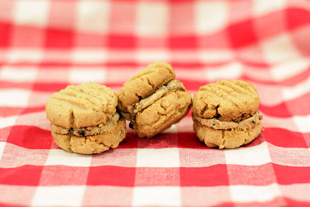 Peanut Butter Sandwich Cookies Close-up stock photo