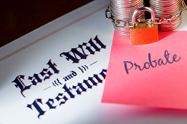 Last Will and Probate Probate is the legal process of administering the estate of a deceased person, resolving any claims and ultimately distributing the deceased person's property under the declaration of the deceased’s Last Will & Testament. A probate court decides the legal validity of a testator's will and grants its approval by granting probate to the executors. Until such time as probate is granted and after any due taxes have been deducted, the assets and property forming the wealth of the estate,  remains locked - out of the reach of any beneficiaries. probate photos stock pictures, royalty-free photos & images