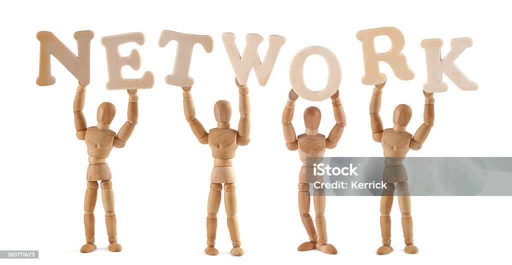 Netzwerk-Hölzerne Kleiderpuppe, die dieses Wort - Lizenzfrei Alphabet Stock-Foto