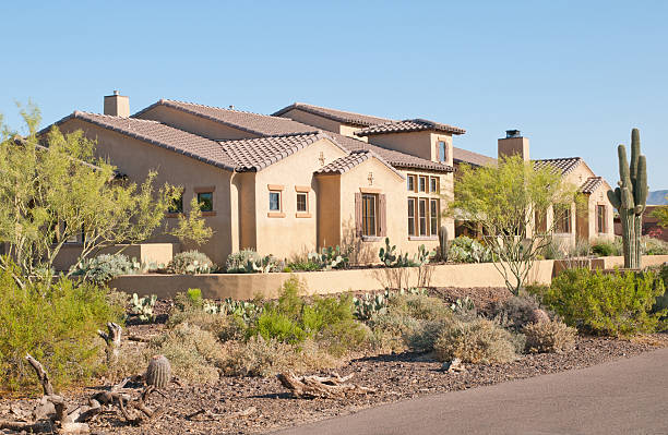 pueblo casa in stile sud-occidentale - desert arizona cactus phoenix foto e immagini stock