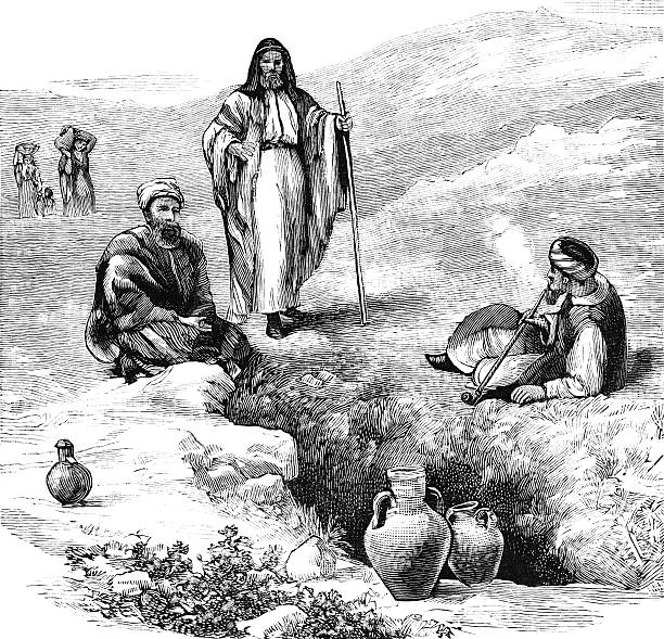 ilustrações, clipart, desenhos animados e ícones de israelites senta jacob's bem próximo ao monte gerizim - tell balata