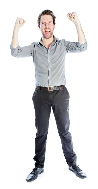 istock Attractive man wearing a grey shirt isolated on white background 180713955