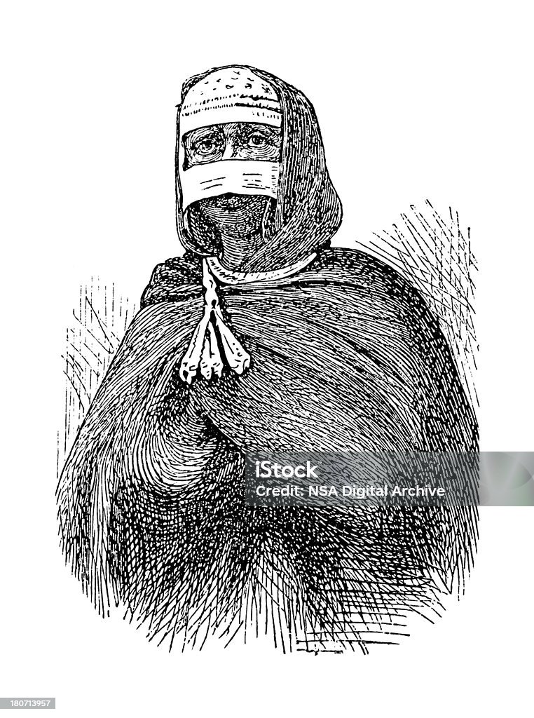 Gurage женщина, Эфиопия (состаренное дерево гравировка) - Стоковые иллюстрации Эфиопия роялти-фри