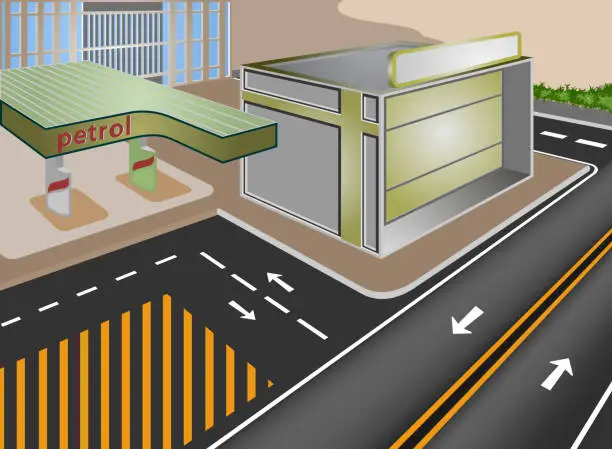 Vector illustration of Gasoline station