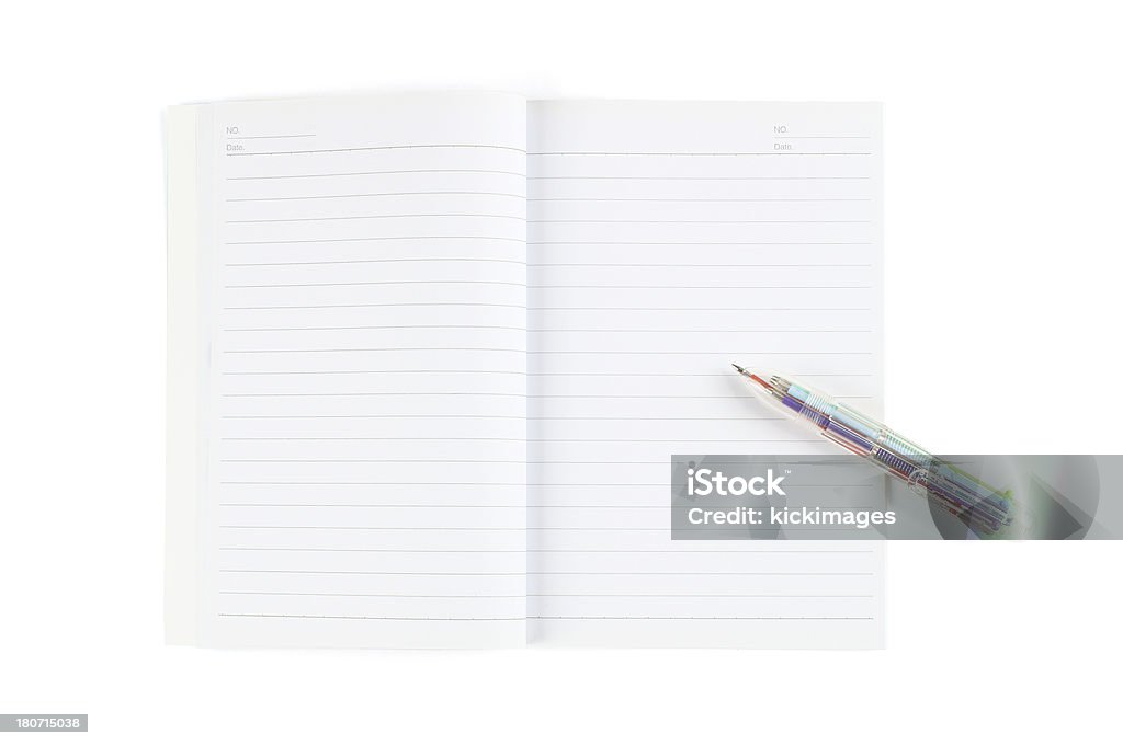 Notizbuch und Stift - Lizenzfrei Ansicht aus erhöhter Perspektive Stock-Foto