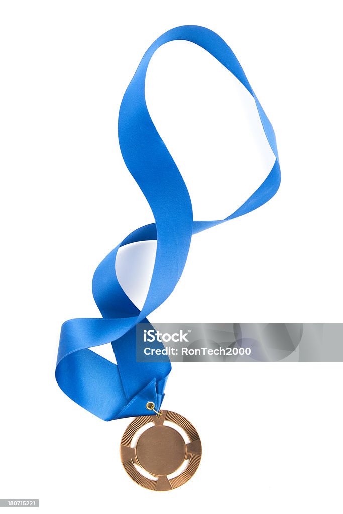 Золотая медаль с синей лентой - Стоковые фото Без людей роялти-фри