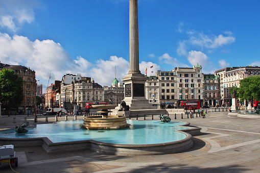London, UK - 28 Jul 2013: Trafalgar square in London city, England