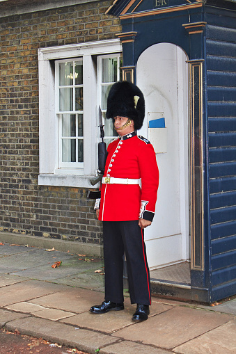 London, UK - 28 Jul 2013: The guardsman in London city, England