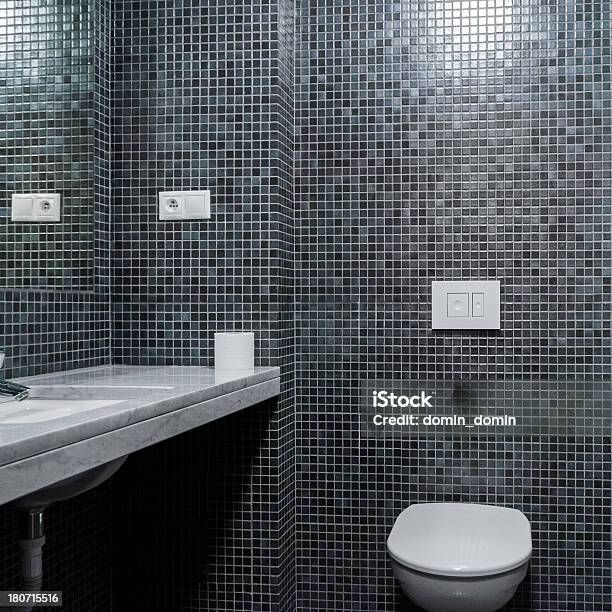 현대적이다 요실 내륙발 모자이크 타일 벽면 In Gray 화장실-건축물에 대한 스톡 사진 및 기타 이미지 - 화장실-건축물, 공중 화장실, 모자이크