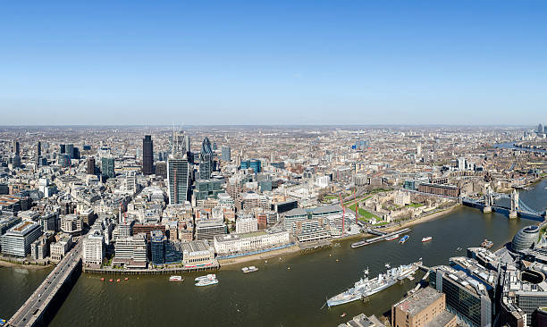 성큰 공중 뷰 런던 - crane skyline uk tower of london 뉴스 사진 이미지