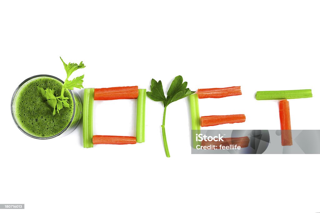 다이어트 텍스트, 셀러리 주스 흰색 바탕에 흰색 배경 - 로열티 프리 샐러리 스톡 사진