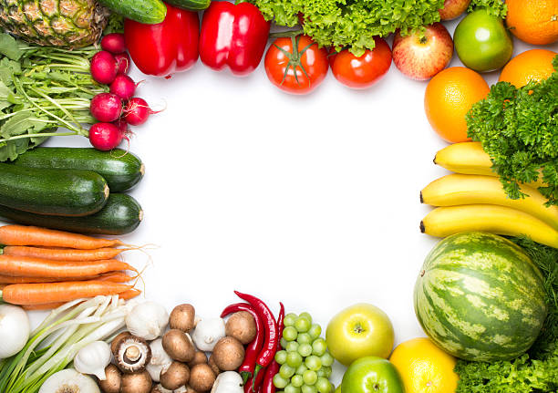 istock Frame of fresh fruits and vegetables 180716297