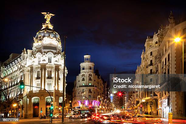 Madrid By Night Stock Photo - Download Image Now - Madrid, Gran Vía - Madrid, Night