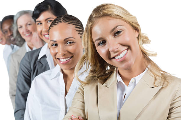 istock Diverse group of happy business people in a row 180717869