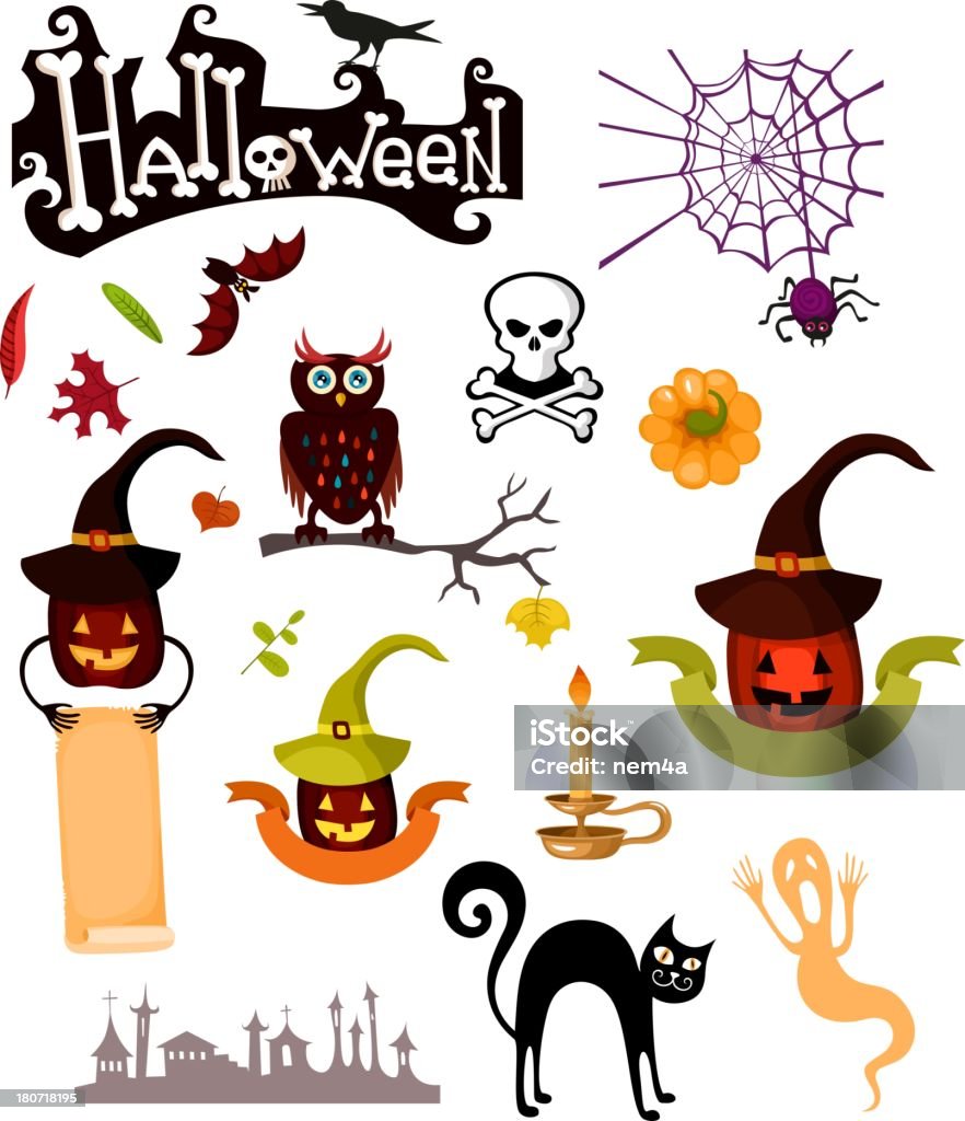 halloween set illustration of a halloween set Animal Skull stock vector