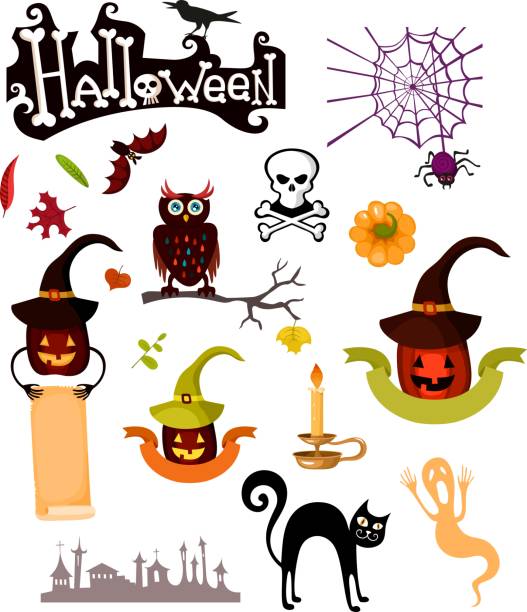 halloween set vector art illustration