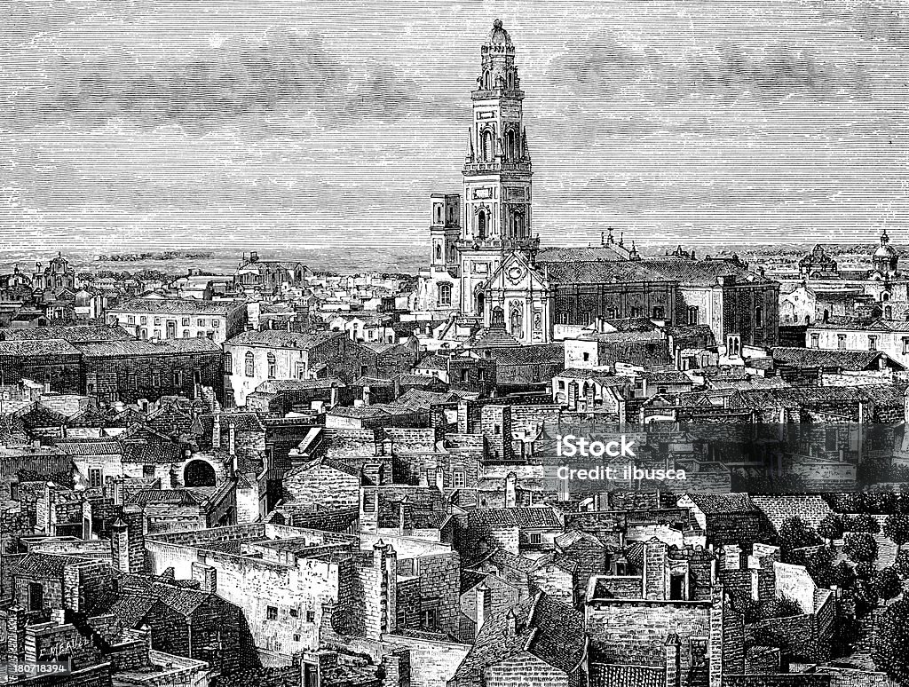 Vista de Lecce, a Apúlia, Itália - Ilustração de Antigo royalty-free