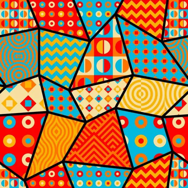 Vector illustration of Abstract geometric Square color background. Patchwork style.