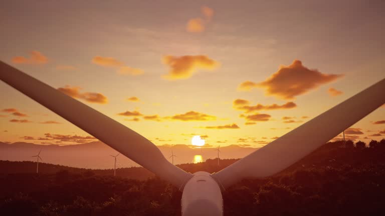 Wind Turbine in Dawn - 4K Resolution