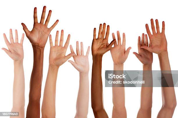 Children Raising Hands Stock Photo - Download Image Now - Child, Hand Raised, Arms Raised