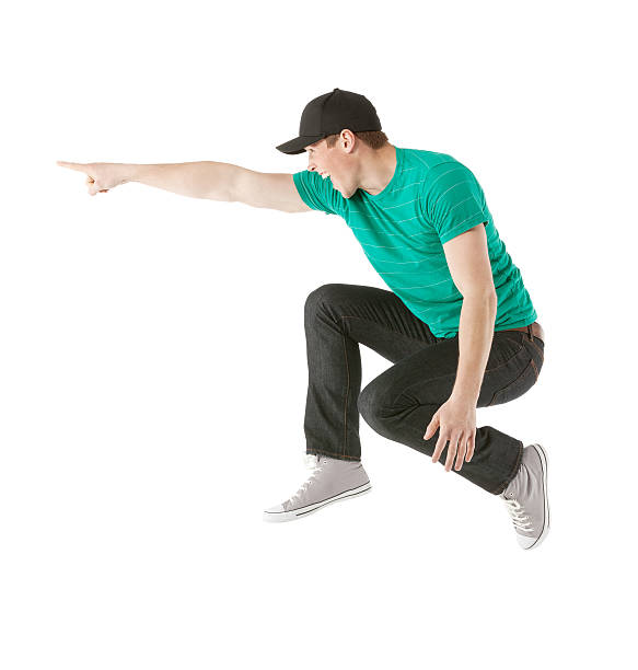 istock Man jumping and pointing away 180719999