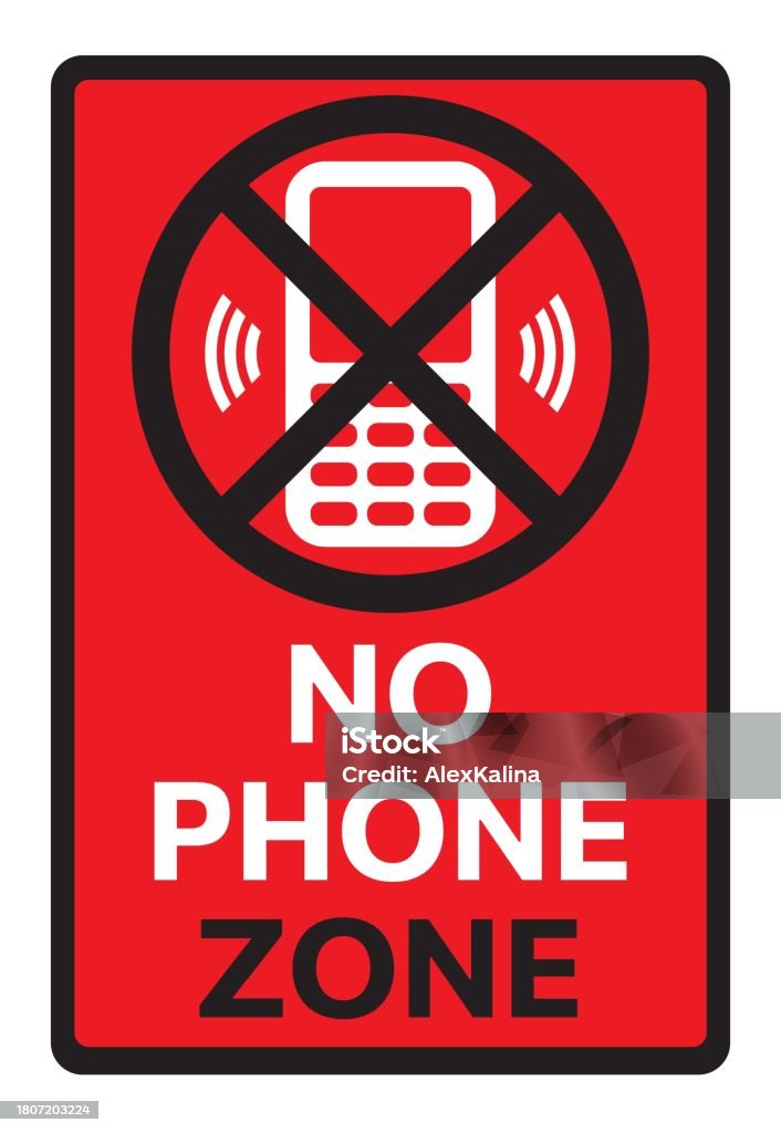 Stop Phones Sign Telephone Warning Stop Sign Text No Phone Zone Vector Illustration ...