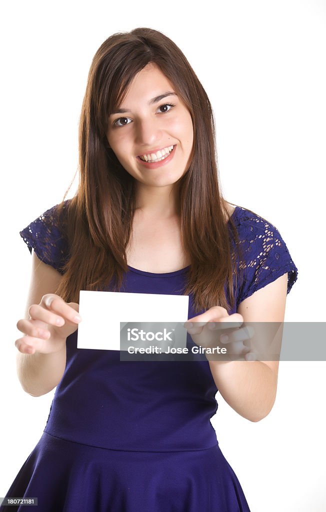 Jovem mulher pensando e segurando uma placa - Foto de stock de 20 Anos royalty-free