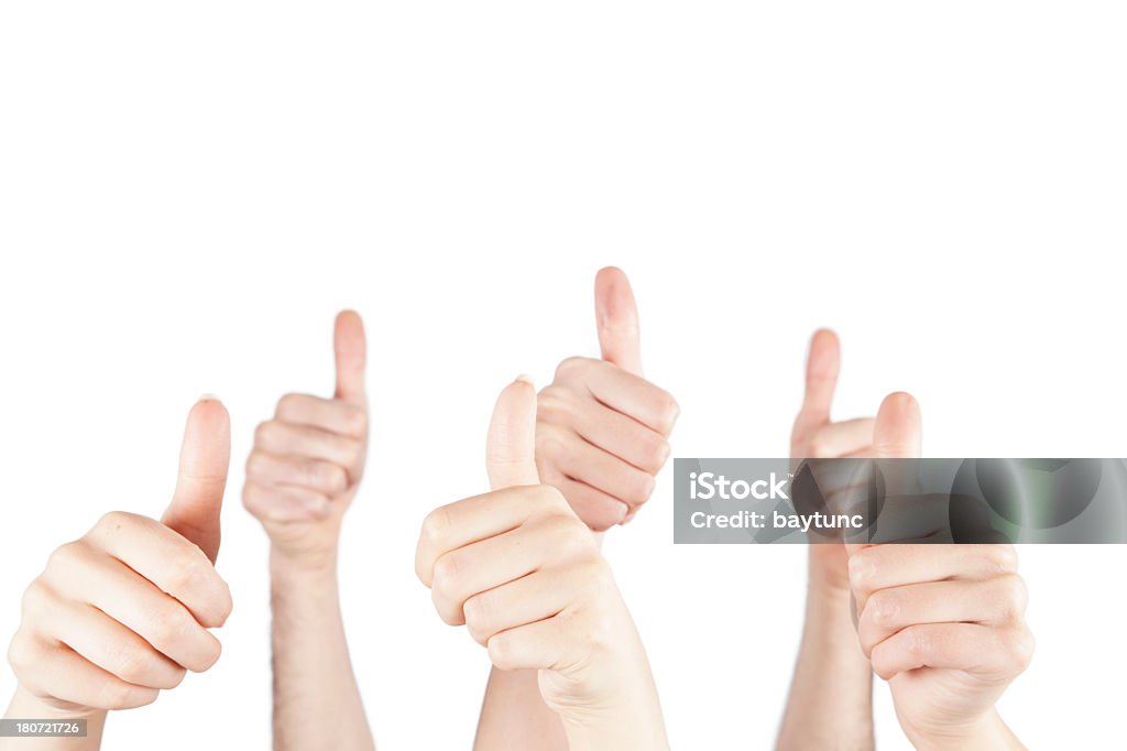 Thumbs Up on White Background Achievement Stock Photo