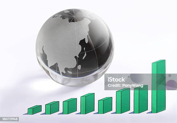 Rising Chart Graph With Globe Stock Photo - Download Image Now - Business, Global, Global Business