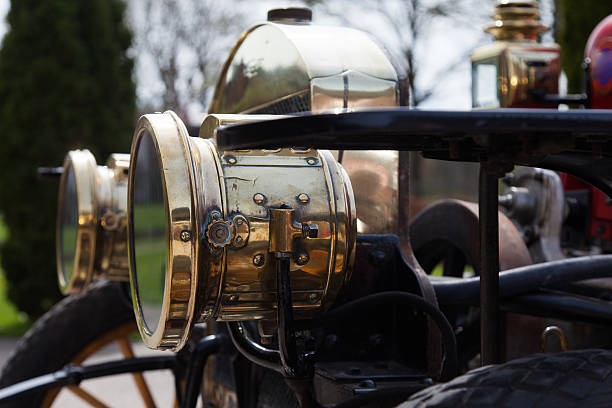 Close-up: headlights of an antique 1908 car Close-up of headlights of an antique 1908 car 1908 stock pictures, royalty-free photos & images