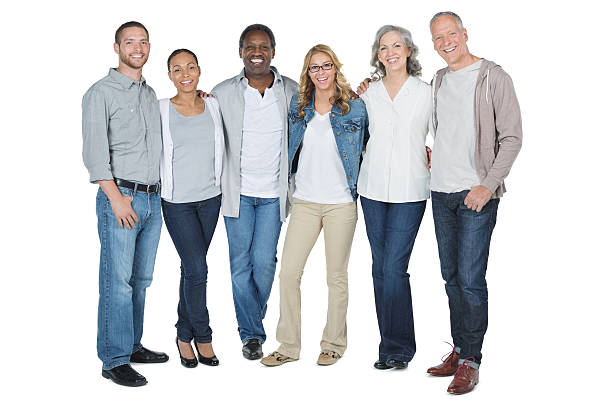 istock Casual diverse group of adults standing together; studio shot 180722111