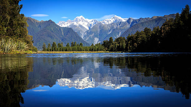 lake matheson panorama, nowa zelandia - franz josef glacier zdjęcia i obrazy z banku zdjęć