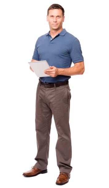 istock Casual Dressed Man with Digital Tablet Isolated on White Background 180723444