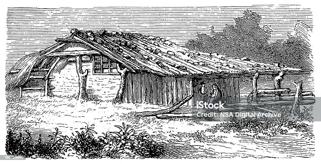 Mexikanische house (alte Holz Gravur) - Lizenzfrei 19. Jahrhundert Stock-Illustration
