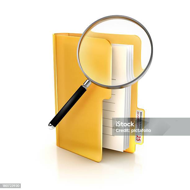 Glossy Icon Of Search Glass In Folder And File Documents Stock Photo - Download Image Now